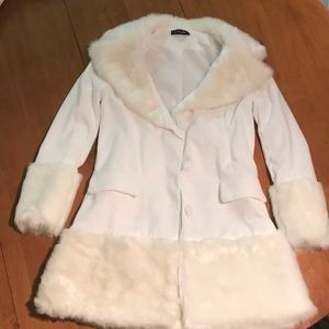 Faux fur white coat